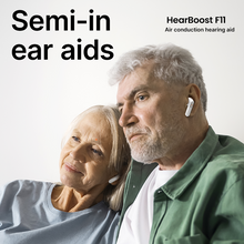 Load image into Gallery viewer, BOCOOLIFE HearBoost F11 TWS Air Conduction Hearing Aids | Semi In-Ear, Bluetooth 5.3, for Mild to Severe Hearing Loss