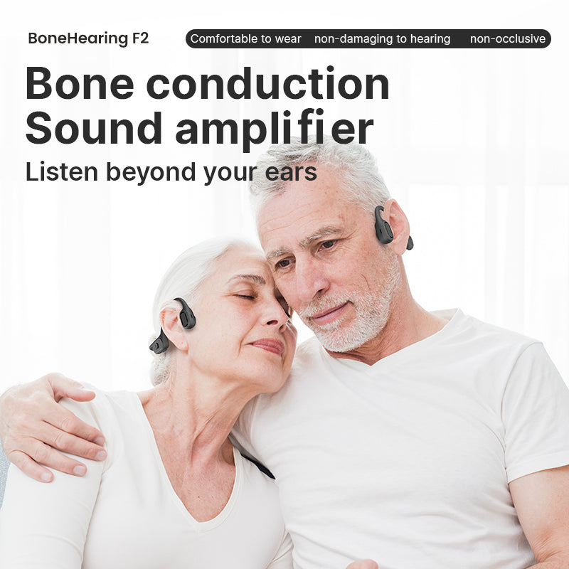 BOCOOLIFE BoneHearing F2 | Open-Ear Bone Conduction Hearing Aid Headphones for Mild Hearing Loss – Bluetooth, DSP Dual Mic, Fast Charging, IPX5