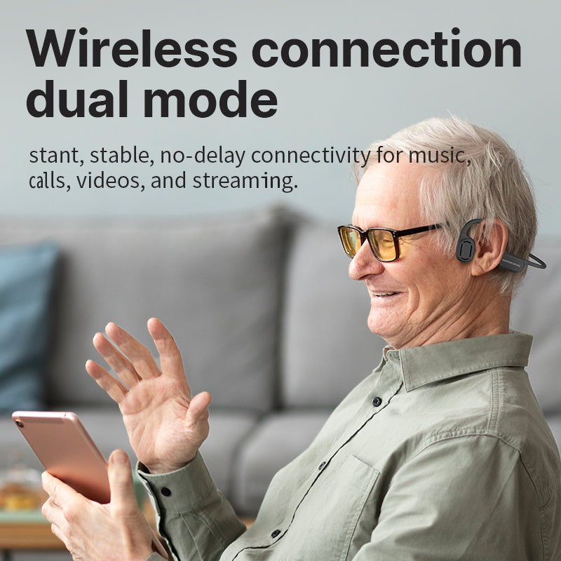 BOCOOLIFE BoneHearing F2 | Open-Ear Bone Conduction Hearing Aid Headphones for Mild Hearing Loss – Bluetooth, DSP Dual Mic, Fast Charging, IPX5