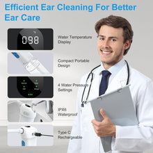 Load image into Gallery viewer, BOCOOLIFE Ear Wax Removal Electric Ear Cleaning Kit Waterproof Cleaner 4 Water Pressure Modes, Temperature Display, Ear Irrigation Flushing System Safe Effective Clean Wax Buildup, 10 Tips, Ear Basin
