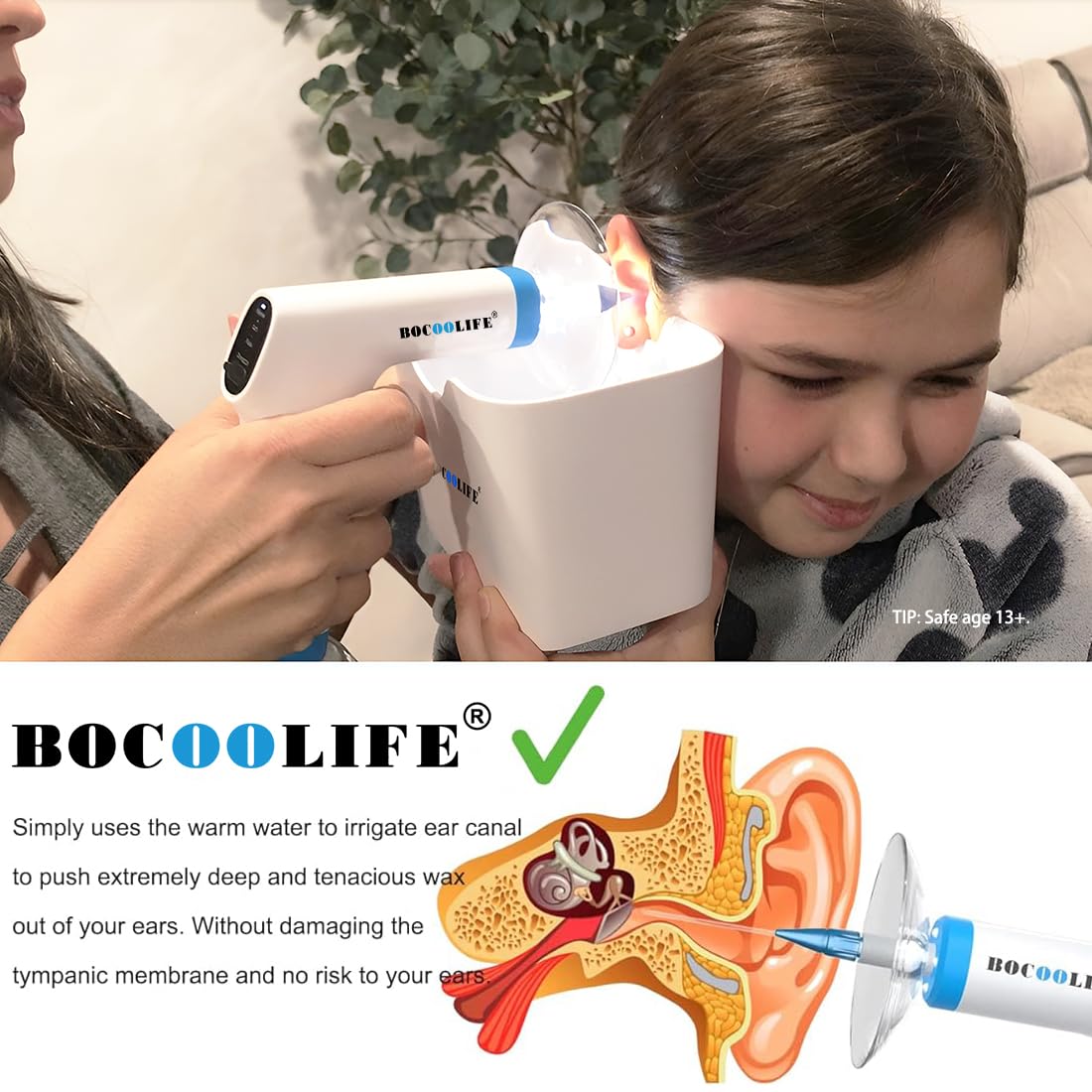 BOCOOLIFE Electric Ear Wax Removal Kit - Ears Cleaner with Irrigation System