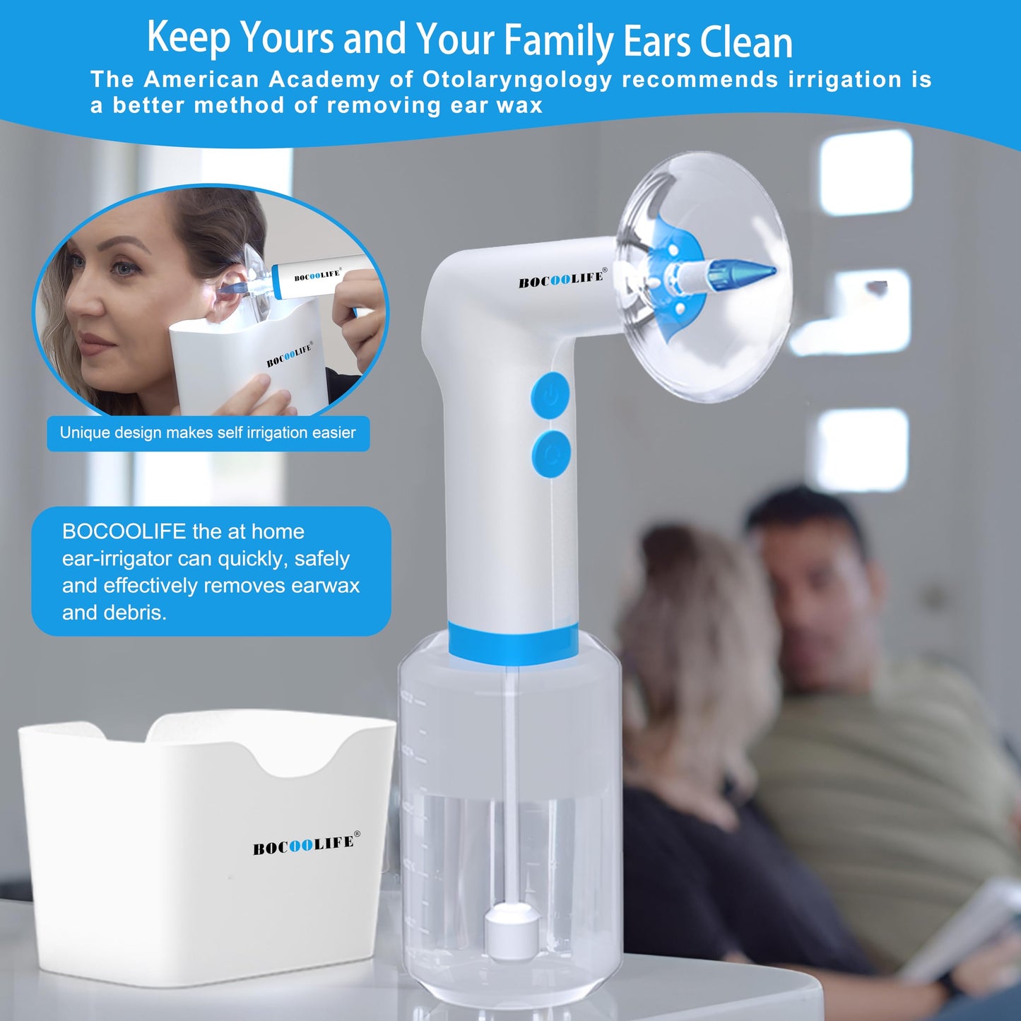 BOCOOLIFE Electric Ear Wax Removal Kit - Ears Cleaner with Irrigation System